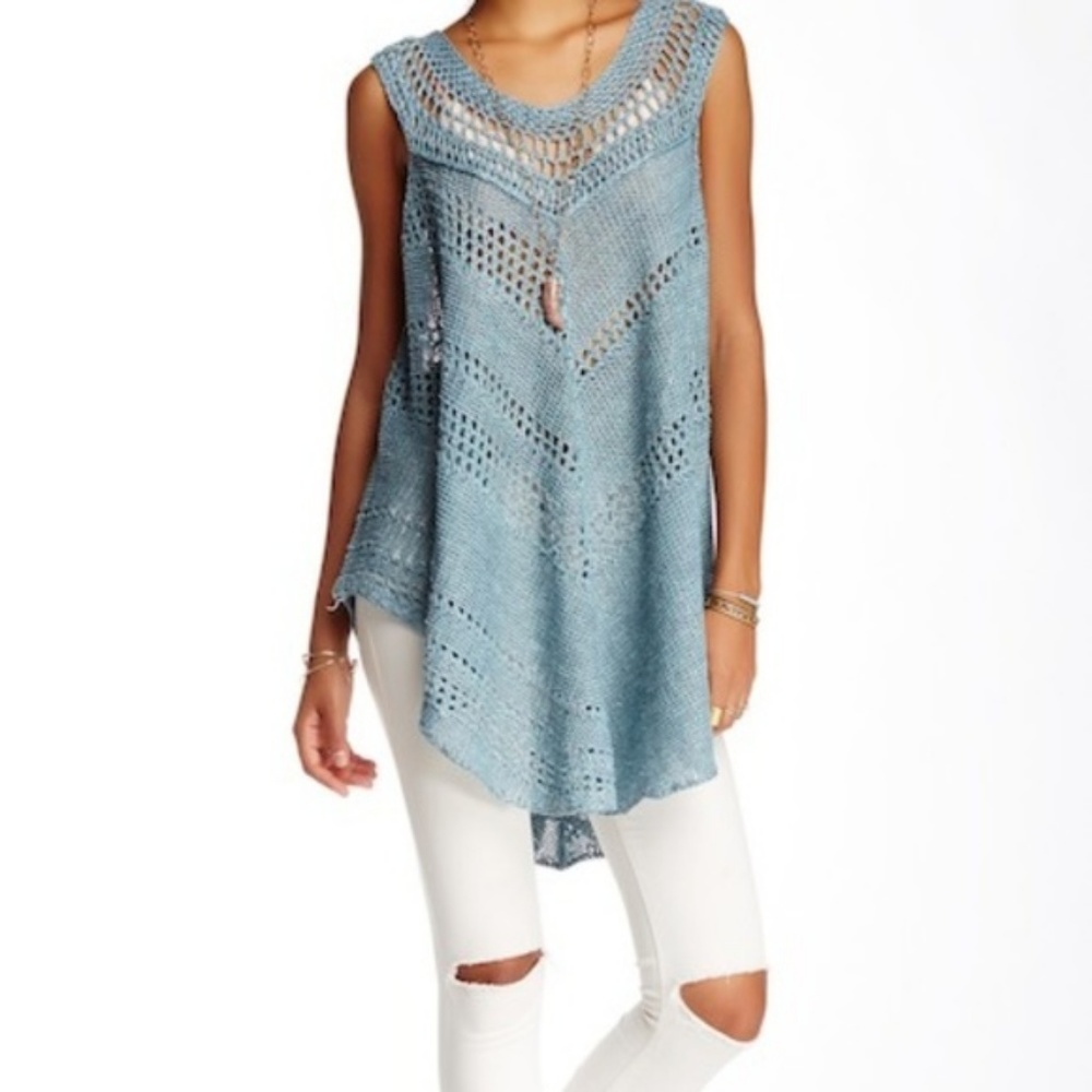 New Free People Rhiannon Linen Blend Poncho Top